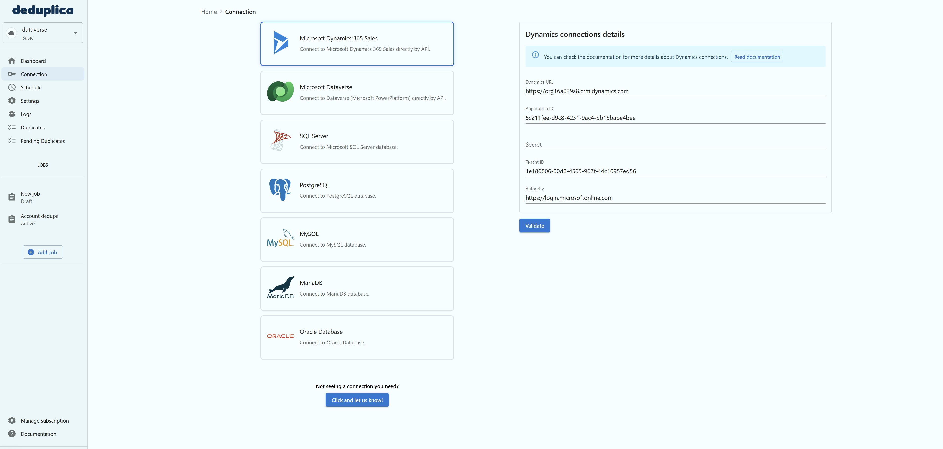 Managing data source connections