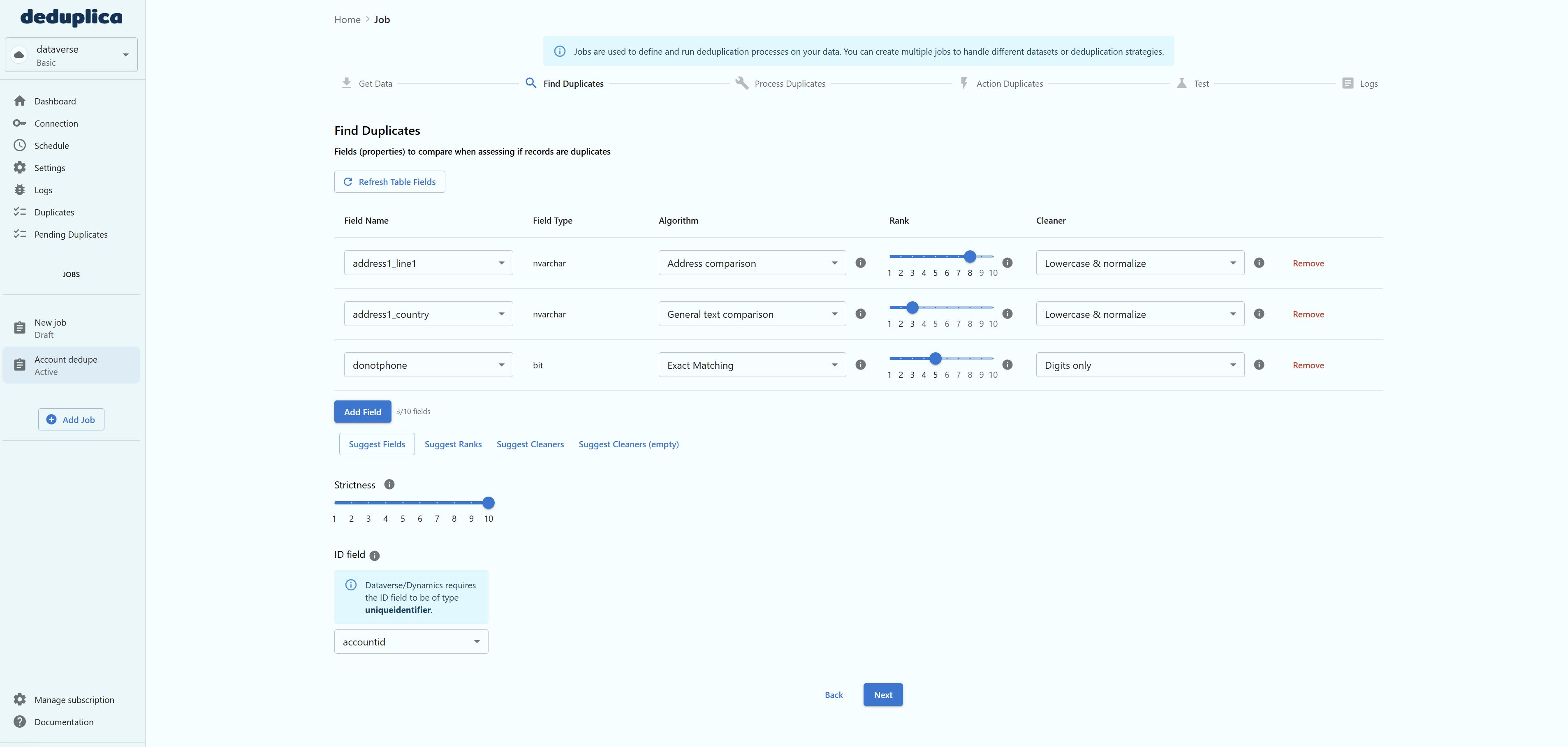 Configuring find-duplicates rules